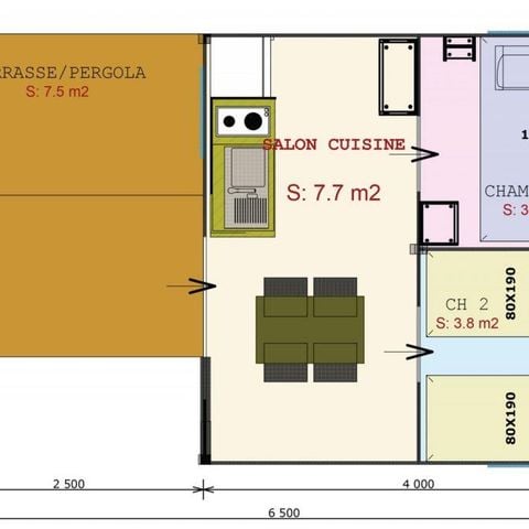 Bungalowtent 4 personen - FUNFLOWER - zonder sanitair 24 m²