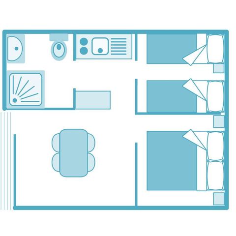 MOBILHOME 5 personas - PAVILION CLASSIC CHALET, 25 m² con aire acondicionado