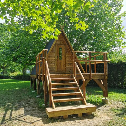 UNIEKE ACCOMMODATIE 3 personen - Houten hut met terras (2 volwassenen + 1 kind)