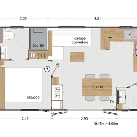 MOBILE HOME 6 people - Premium 3 bedrooms 37m² - 2 bathrooms + TV