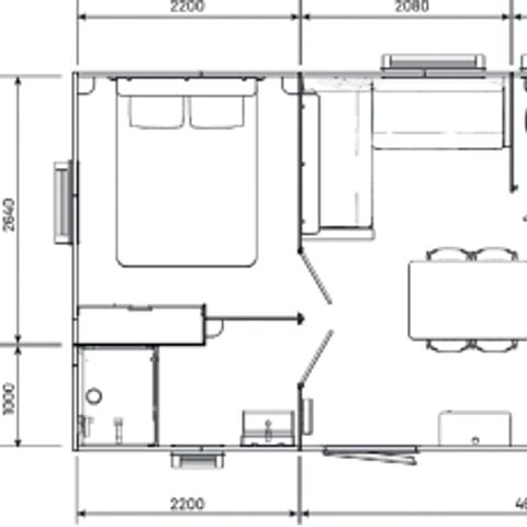 Stacaravan 4 personen - Premium 30m² - 2 kamers + privé spa