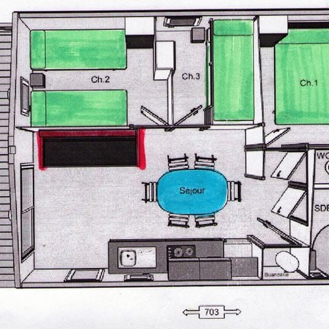 CHALET 6 personnes - CH3 35 m² avec terrasse couverte