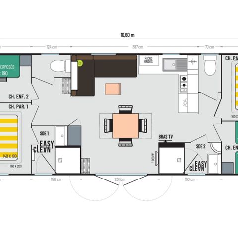 MOBILHOME 8 personnes - EDEN Resort - 4 chambres 2sdb 8 Pers