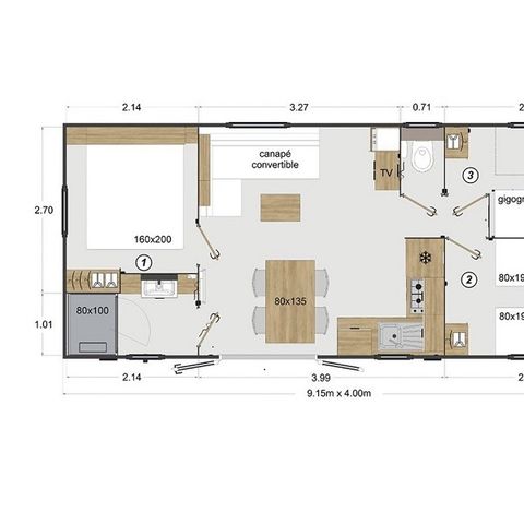 MOBILHOME 6 personnes - Premium - 3 chambres