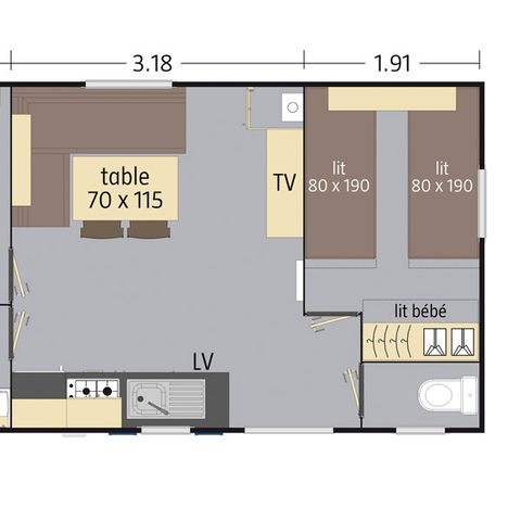 MOBILHOME 4 personas - 4 pers aire acondicionado