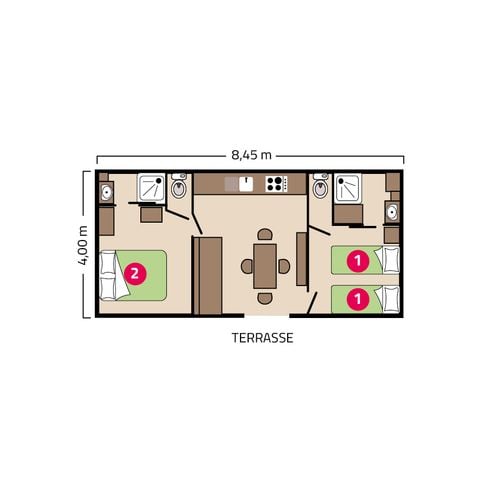 MOBILHOME 4 personnes - Suite Duo 4 personnes