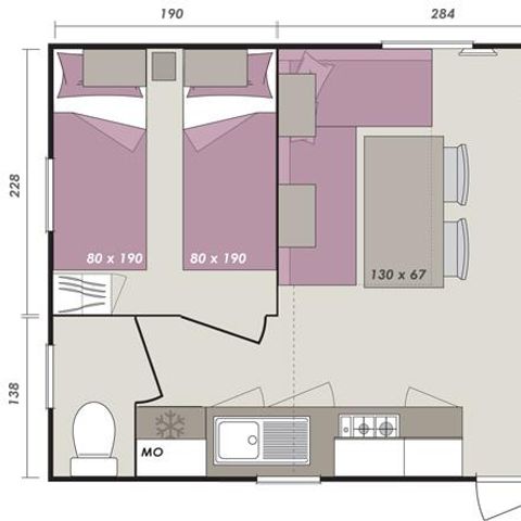 STACARAVAN 4 personen - MH2 SUPER MERCURE REGULAR - zaterdag 26 m²