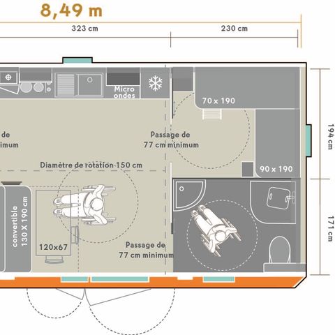 MOBILHOME 4 personas - Vida accesible para PMR (sábado)