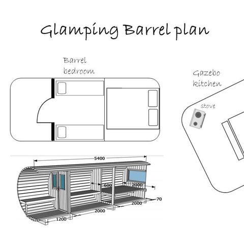 HÉBERGEMENT INSOLITE 4 personnes - GLAMPING BARREL sans sanitaires