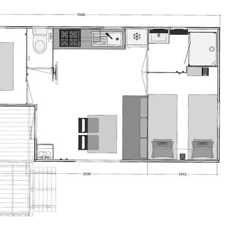 MOBILHOME 5 personas - 2 dormitorios + sofá cama