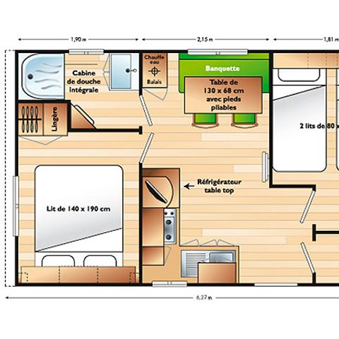 MOBILHOME 4 personas - CLASSIC 22-2 - max 4 adultos - TV, 2 habitaciones, 22m aprox.