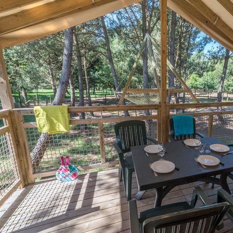 UNIEKE ACCOMMODATIE 5 personen - INSOLITE 25-2 (Cabane sur pilotis Ecologe); max 4 volwassenen (stapelbed) TV