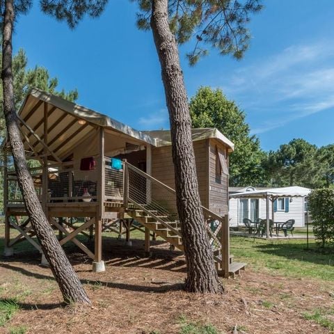 UNIEKE ACCOMMODATIE 5 personen - INSOLITE 25-2 (Cabane sur pilotis Ecologe); max 4 volwassenen (stapelbed) TV