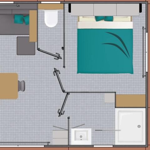 MOBILHOME 6 personas - CONFORT 30-2 - max 4 adultos - TV, 2 habitaciones (cama 160*200), aprox. 30m², 2 aseos