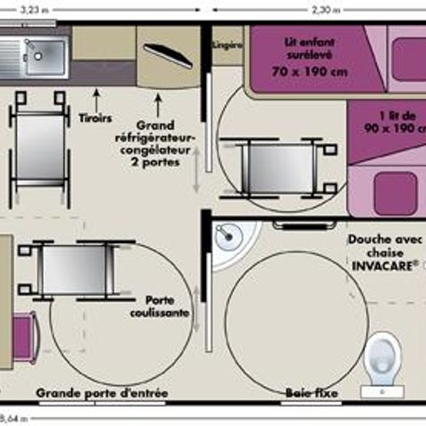 MOBILHOME 4 personas - PMR 30m² - 2 habitaciones (accesible para personas con movilidad reducida)