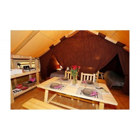 Safaritent 4 personen - Lodge tent 10 + 20 m² - 2 slaapkamers / geen sanitair