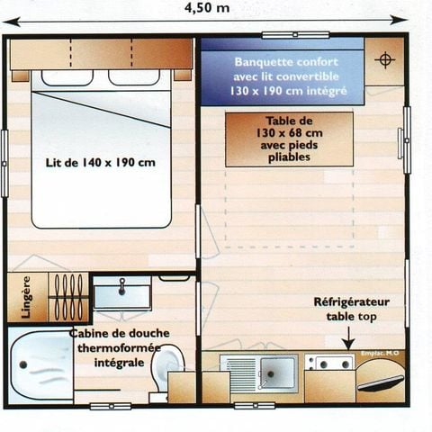 MOBILHOME 2 personas - ASTRIA 16m² / 1 habitación - sin terraza