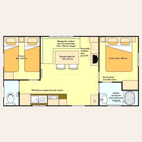 MOBILHOME 4 personnes - MERCURE 24m² / 2 chambres - sans terrasse