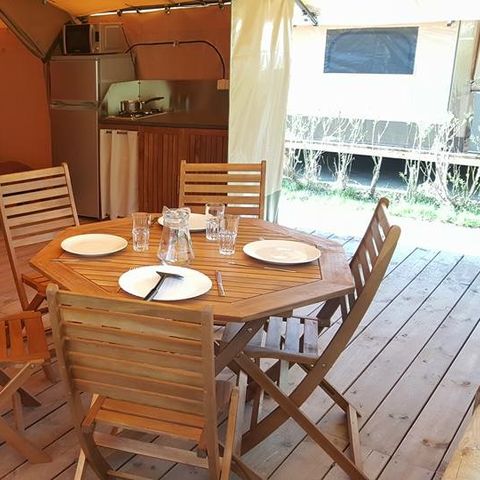 TENTE TOILE ET BOIS 5 personnes - LODGE TOILE sans sanitaires