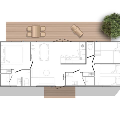 STACARAVAN 7 personen - Accommodatie Coté jardin 3 slaapkamers