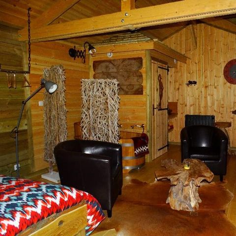 CHALET 2 personnes - Cabane de D'JO (Baignoire bois, Vue étangs & champ)