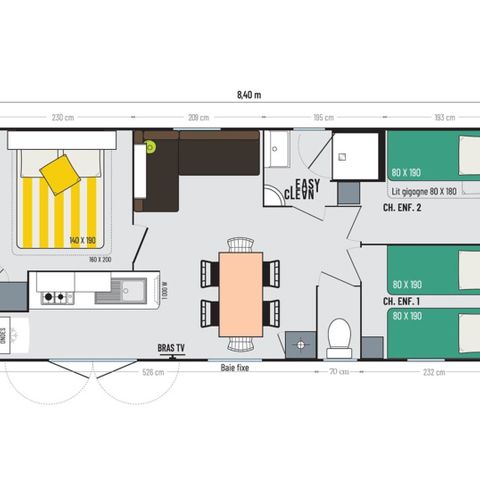 MOBILHOME 6 personas - MOBIL HOME CONFORT 6 PLAZAS DIM