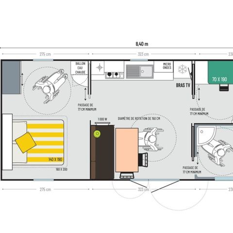 MOBILE HOME 4 people - 2 PMR (People with Reduced Mobility) rooms