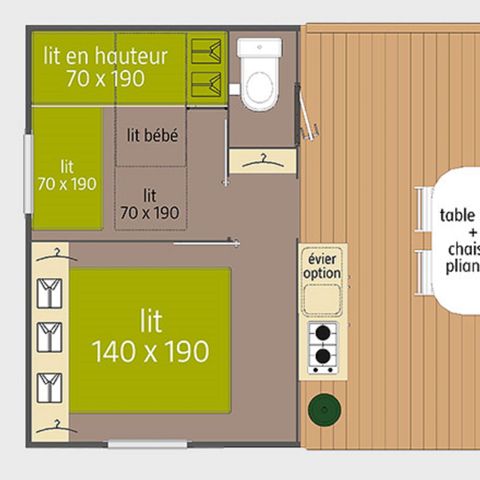 STACARAVAN 4 personen - Tithome 2 slaapkamers 21m² (21m²)