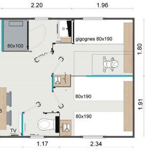 MOBILHOME 6 personas - Familia (3 habitaciones)