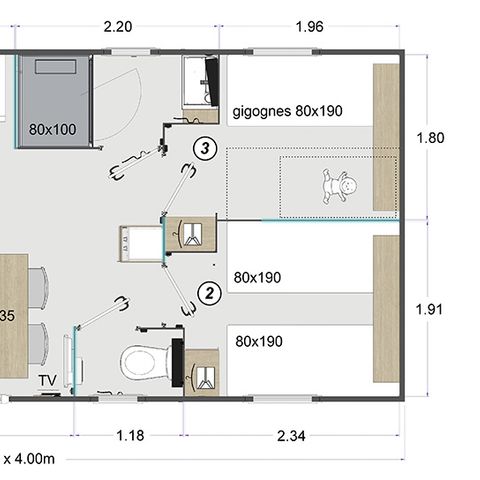 MOBILE HOME 6 people - Familia (3 Bedrooms)