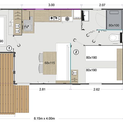 MOBILHOME 4 personas - Mobile home 2 habitaciones Terra