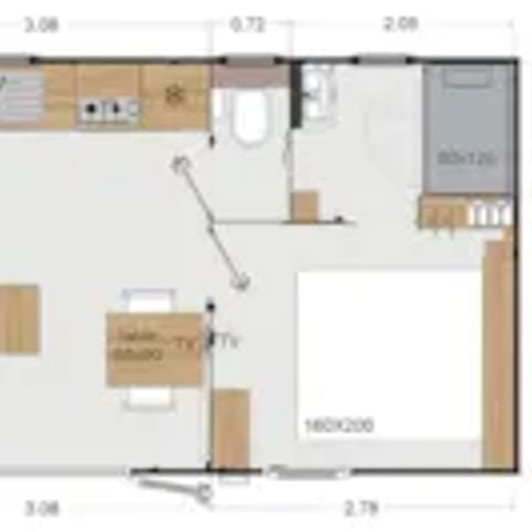 CASA MOBILE 2 persone - Premium 22 m² 1 camera da letto + terrazza 17m² + TV + LV + Aria condizionata + Plancha