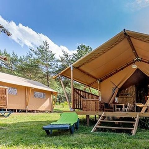 SAFARIZELT 6 Personen - Safari Lodge Zelt | 3 Schlafz. | 6 Pers. | 1 Bad | Klimaanlage