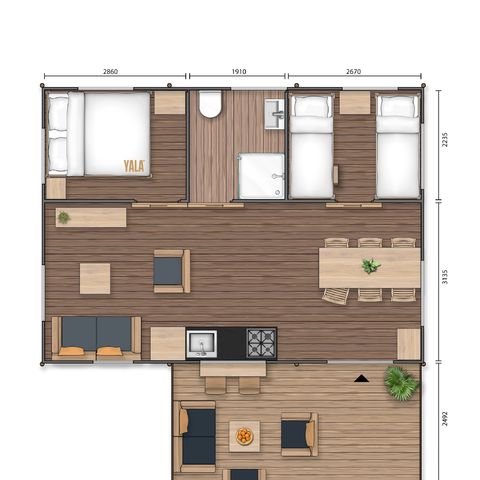 TENTE 6 personnes - Tente Lodge NEANDERTAL 55m2 avec sanitaires