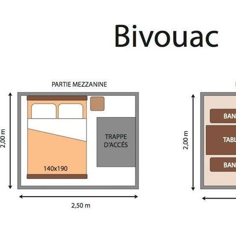 CANVAS AND WOOD TENT 2 people - Bivouac (without sanitary facilities)