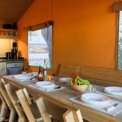 Safaritent 6 personen - Safari Lodge | 3 Ch. | 6 Pers. | 1 SDB | Klim.