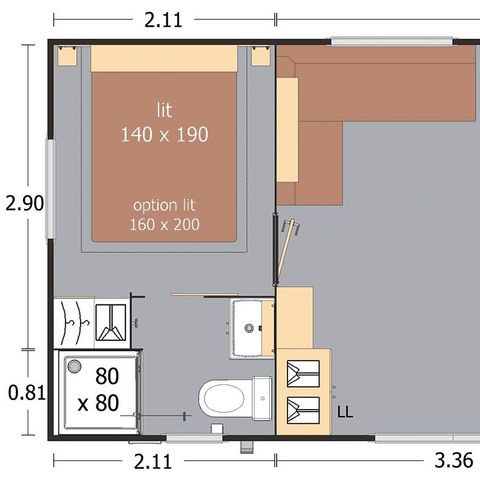 MOBILHOME 8 personnes - Rapidhome Modèle  3 chambres - 2 salles d'eau - Terrasse couverte