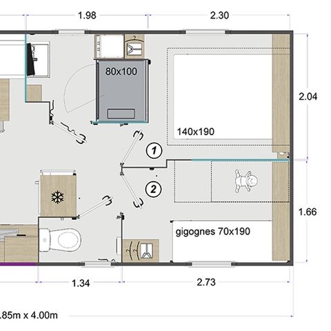 MOBILHEIM 4 Personen - RapidHome 36 Privilege 26m² - 2 Zimmer 4 pers.