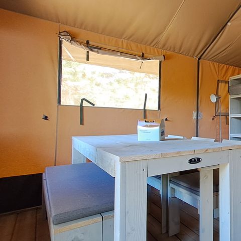 TENDA IN TELA E LEGNO 6 persone - Tenda Lodge Prestige Plus - 2 camere da letto - 1SDB - 35m² - (35m²)