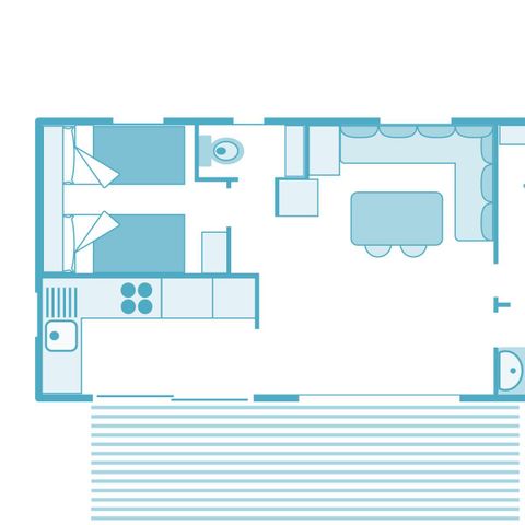 MOBILHEIM 5 Personen - Mobilheim Prestige Plus 32m² 2 Schlafzimmer - klimatisiert