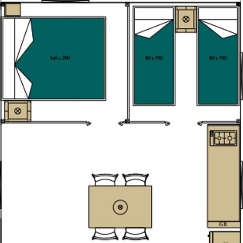 LODGE 4 personas - Mini-Madera sobre pilotes de lona, sin instalaciones sanitarias, para 4 personas