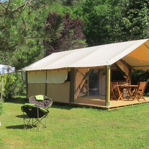 TENDA IN TELA E LEGNO 5 persone - Lodge VICTORIA 30m² - Finitura di lusso (da sabato a sabato)