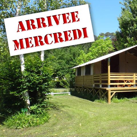 TENTE TOILE ET BOIS 5 personnes - Lodge NIAGARA 40m² avec Salle de bain (Mercredi au Mercredi)