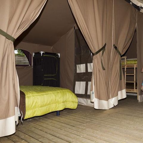 TENTE TOILE ET BOIS 5 personnes - Lodge NIAGARA 40m² avec Salle de bain (Mercredi au Mercredi)