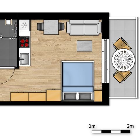 STUDIO 2 people - Studio Essential | Double bed - Disabled adapted