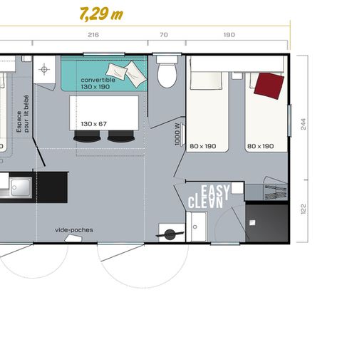 MOBILE HOME 4 people - Premium 2 Bedrooms