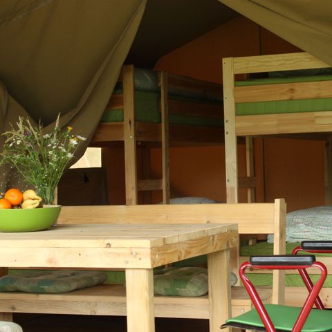 CANVAS AND WOOD TENT 6 people - with private sanitary unit