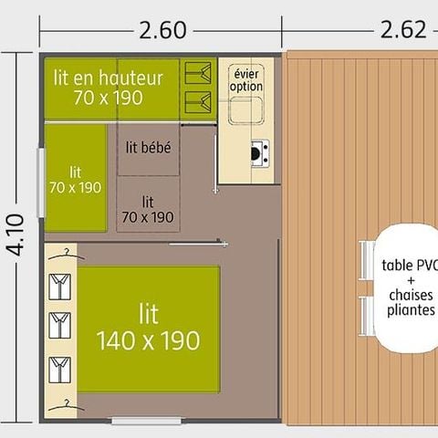 MOBILE HOME 5 people - 2-bedroom canvas mobile home TIT'HOME (without sanitary facilities)