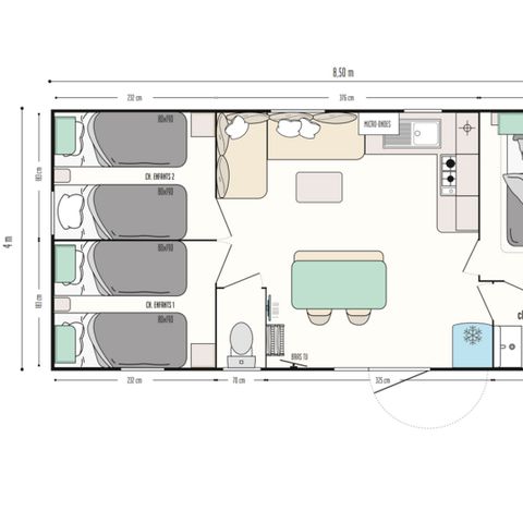 MOBILHOME 6 personas - COMODIDAD - Cordelia