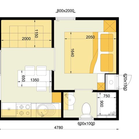 MOBILHOME 2 personnes - Mobil-home | Comfort | 1 Ch. | 2 Pers. | Terrasse surélevée | Clim. | TV